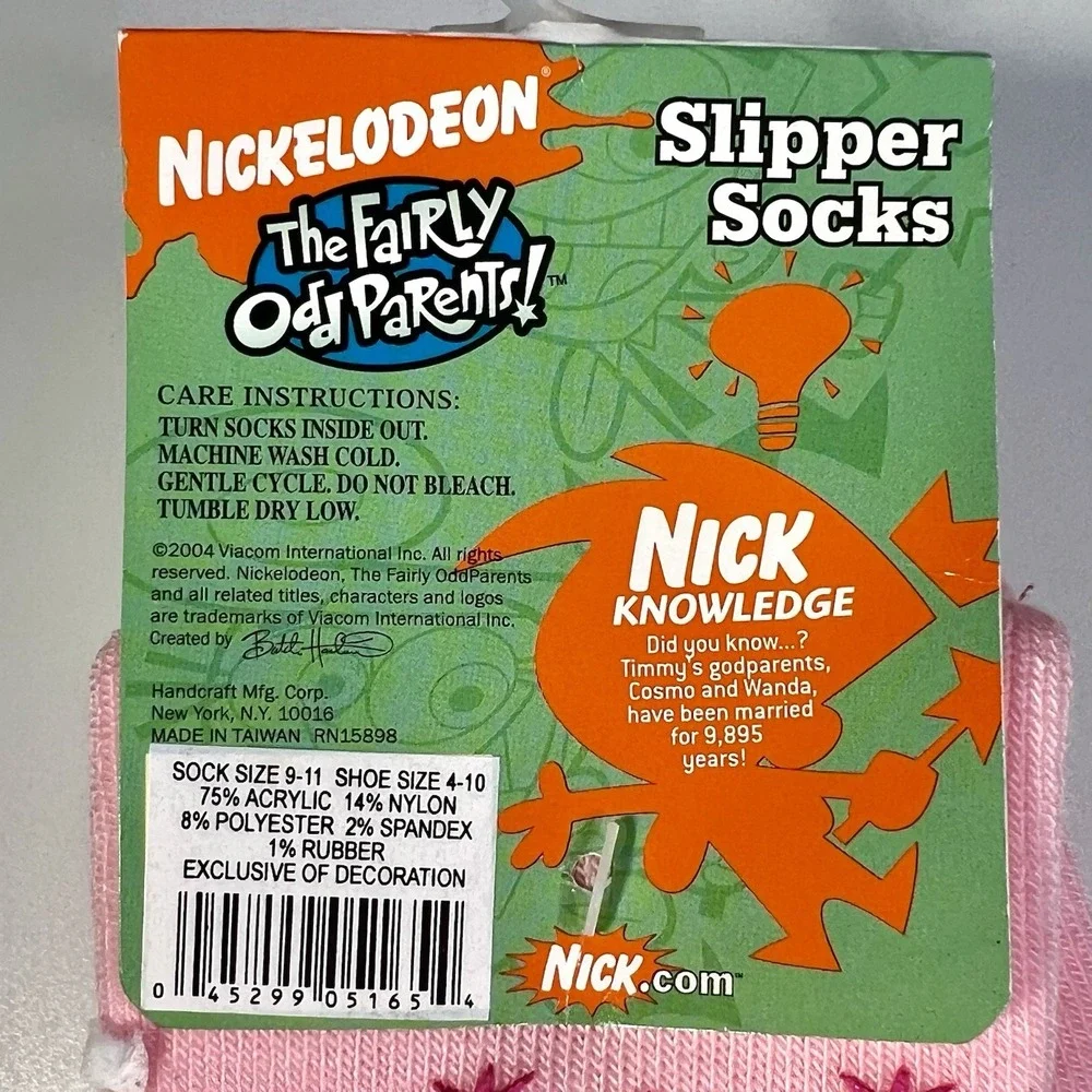 Nickelodeon‎ The Fairly OddParents Slipper Socks Girls 9-11 Pink Wanda Stars NWT